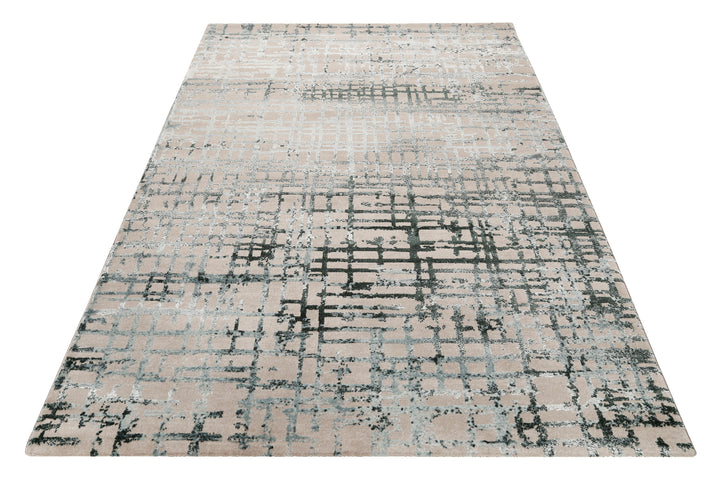 Velvet grid Teppich petrol Kurzflor rechteckig