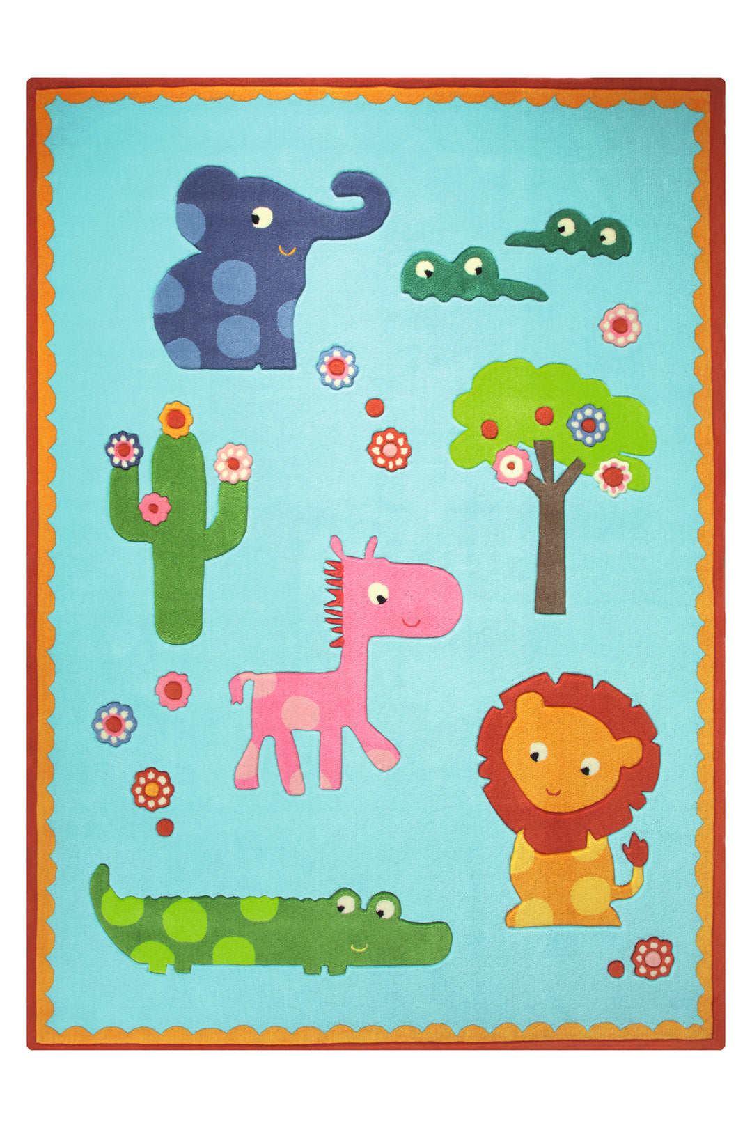 Zoo Teppich türkis Kurzflor rechteckig