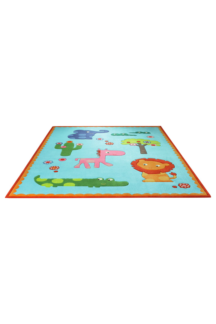Zoo Teppich türkis Kurzflor rechteckig