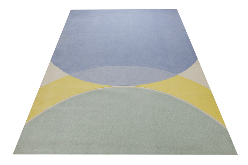 Sonnenaufgang in Pastell - Handtuft 160 x 230 cm – Teppich im Raum platziert