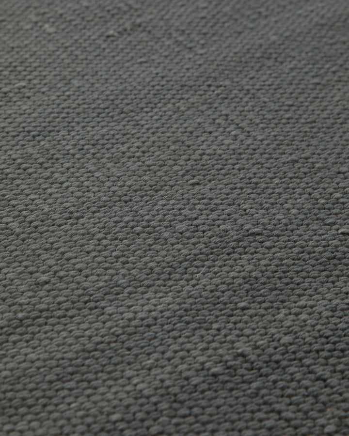 Handwebteppich Baumwolle uni anthrazit robust 160x230 cm – Detailaufnahme der Musterung