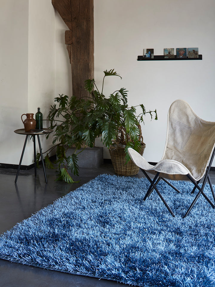 Cool Glamour Teppich blau Hochflor rechteckig