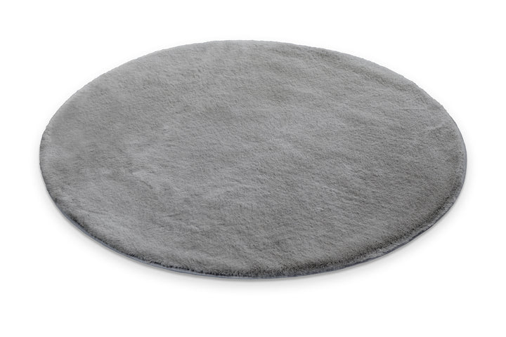 Emil Badteppich grau Hochflor rund