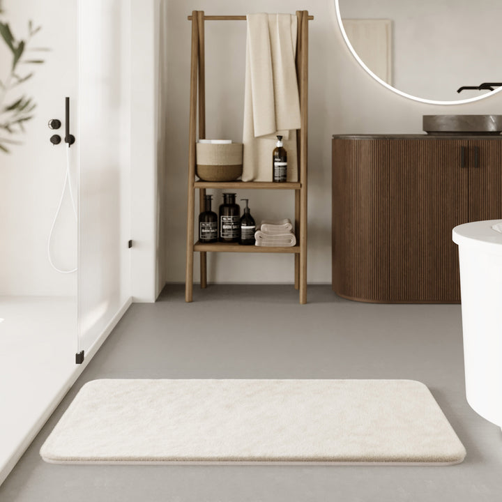 Emil Badteppich creme beige Hochflor rechteckig