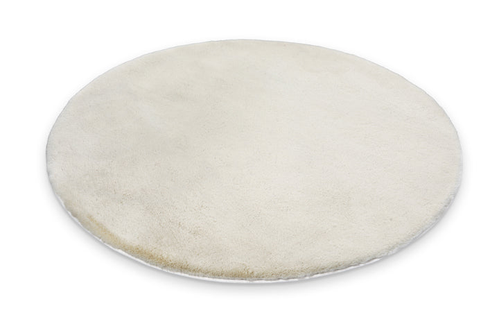 Emil Badteppich creme beige Hochflor rund