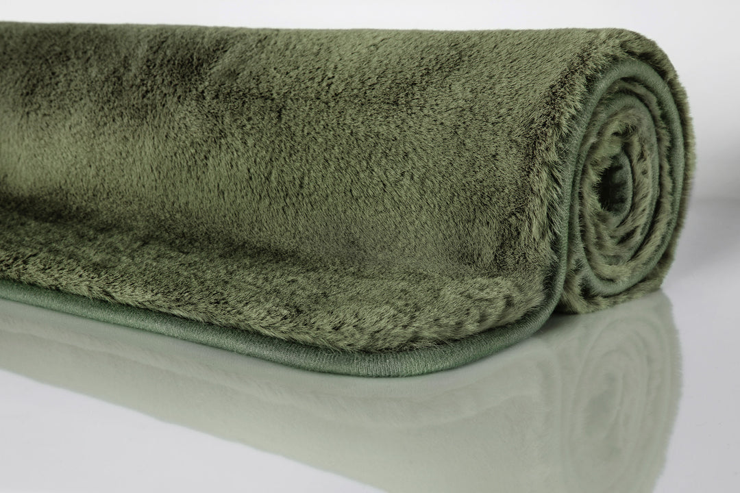 Emil Badteppich oliv grün Hochflor rechteckig
