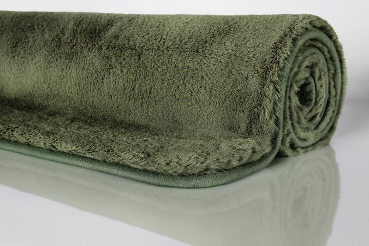 Emil Badteppich oliv grün Hochflor rechteckig