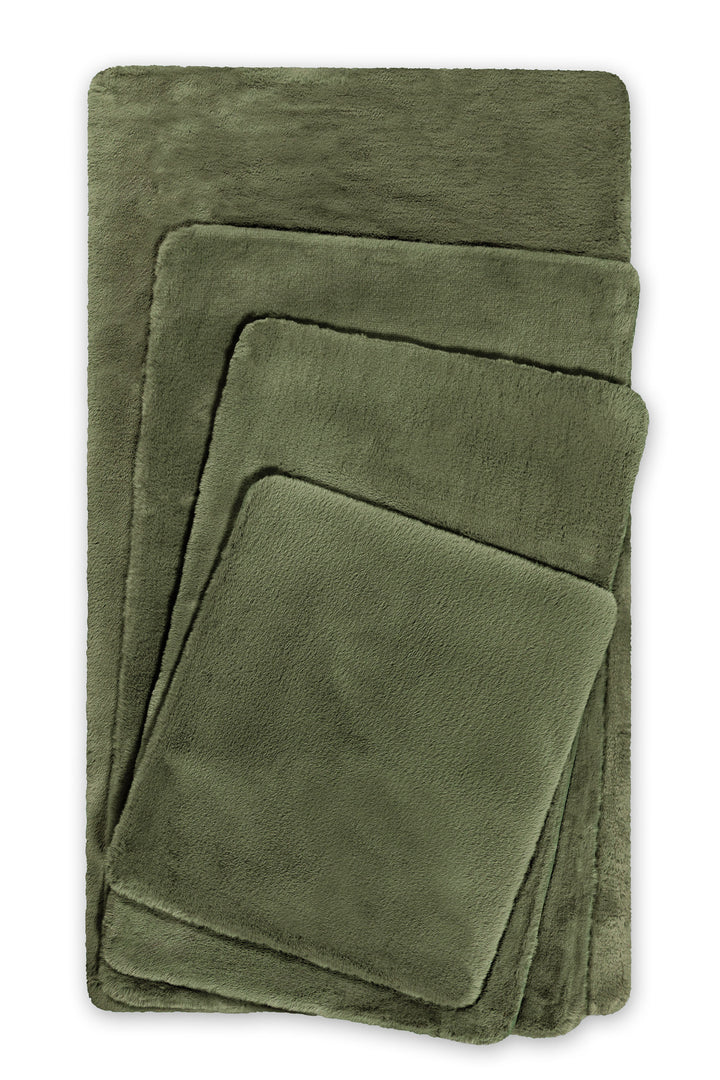 Emil Badteppich oliv grün Hochflor rechteckig