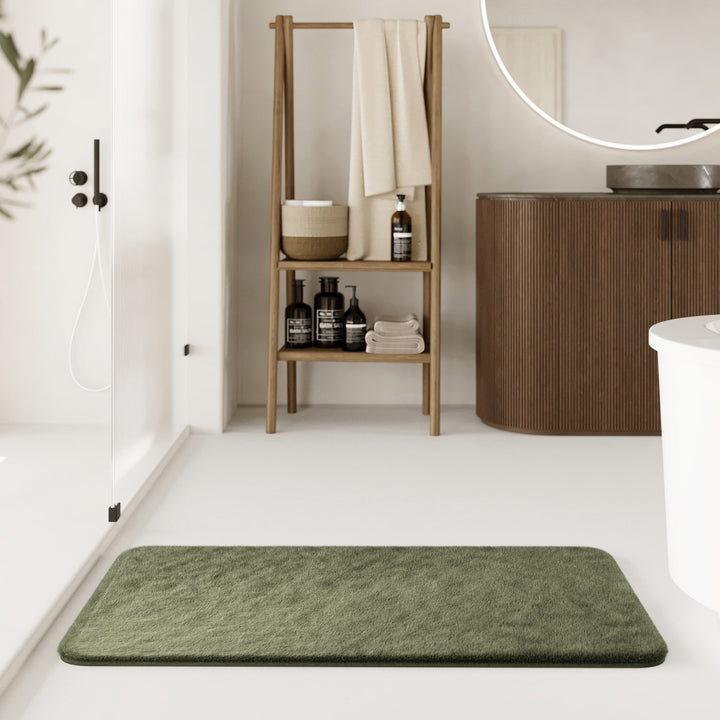 Emil Badteppich oliv grün Hochflor rechteckig