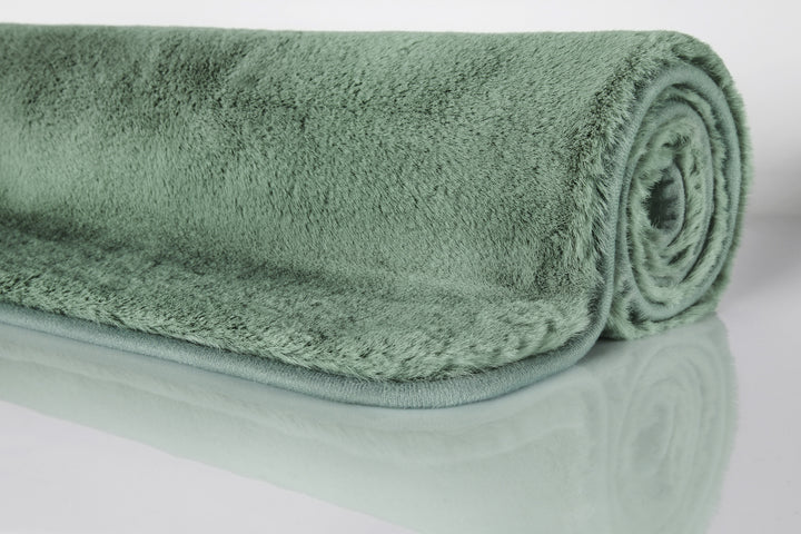 Emil Badteppich salbei grün Hochflor rechteckig
