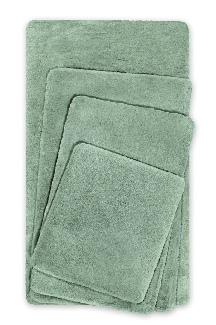Emil Badteppich salbei grün Hochflor rechteckig