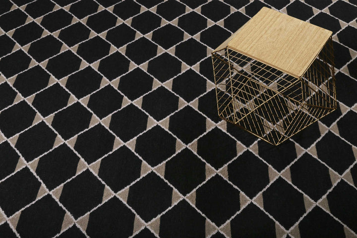 Aaron Kelim Teppich schwarz Kurzflor rechteckig