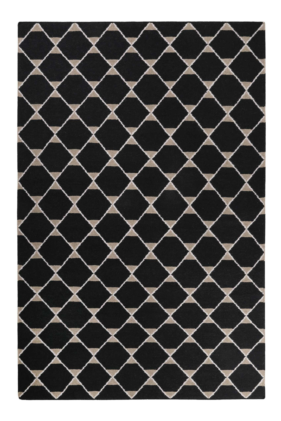 Aaron Kelim Teppich schwarz Kurzflor rechteckig