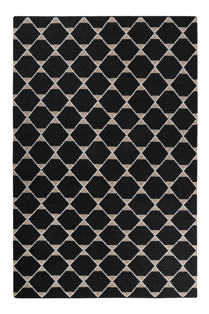 Aaron Kelim Teppich schwarz Kurzflor rechteckig