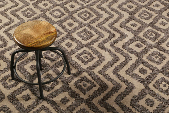 Africa Ethnic Teppich taupe Kurzflor rechteckig