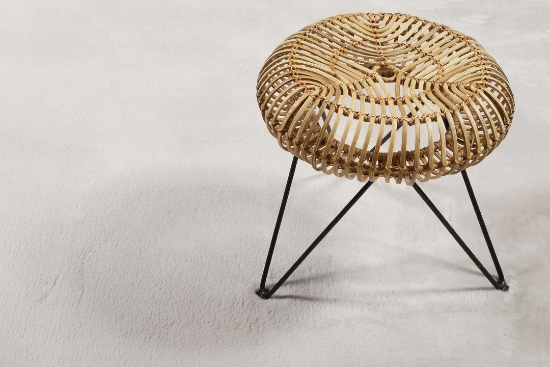 Alice Teppich greige Hochflor rund