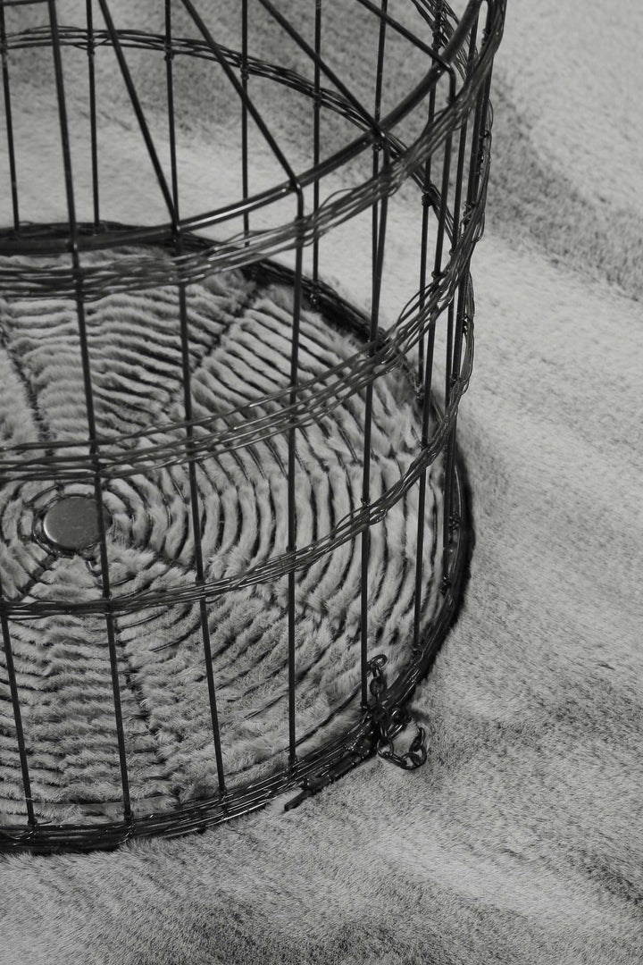 Alice Teppich grau Hochflor rund