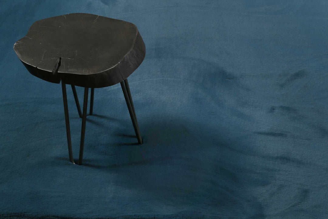 Alice Teppich petrol Hochflor rund