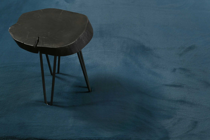 Alice Teppich petrol Hochflor rund