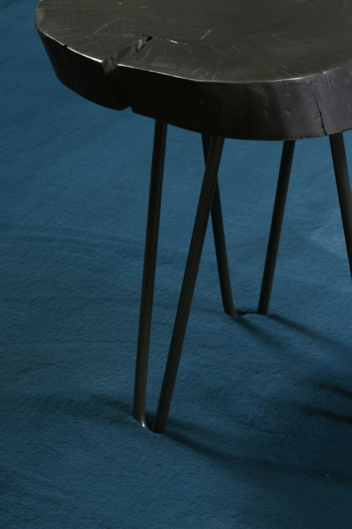 Alice Teppich petrol Hochflor rund