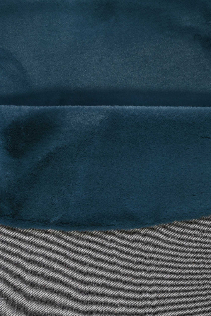 Alice Teppich petrol Hochflor rund