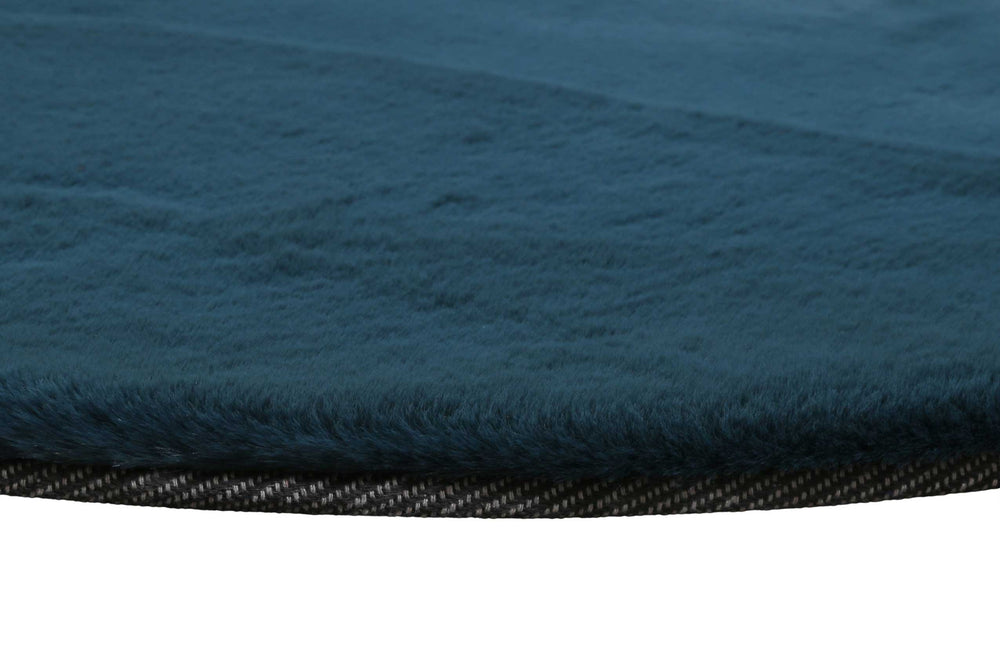 Alice Teppich petrol Hochflor rund