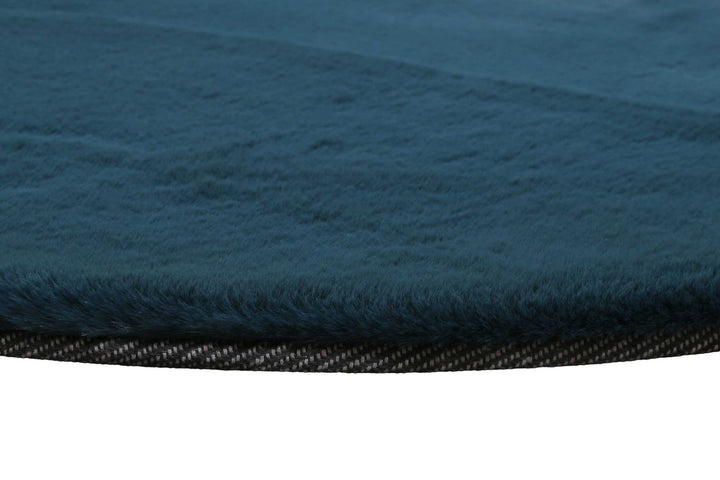 Alice Teppich petrol Hochflor rund