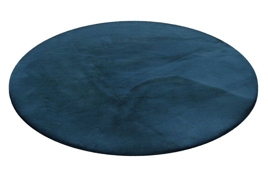 Alice Teppich petrol Hochflor rund