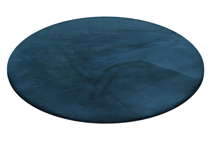 Alice Teppich petrol Hochflor rund