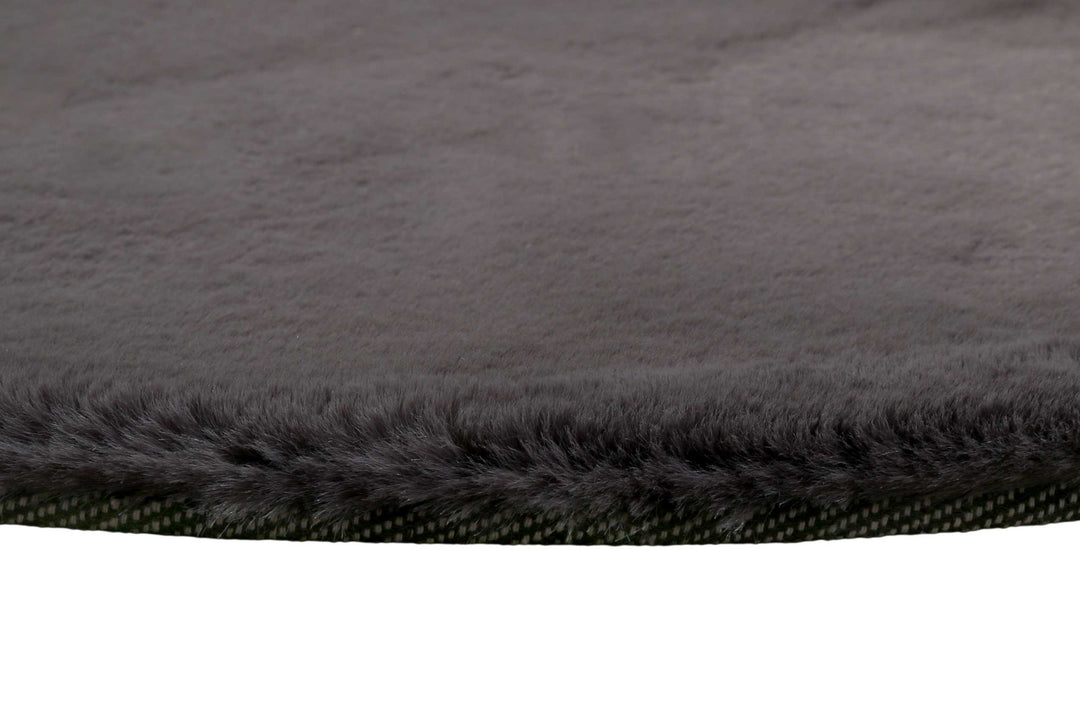 Alice Teppich anthrazit Hochflor rund