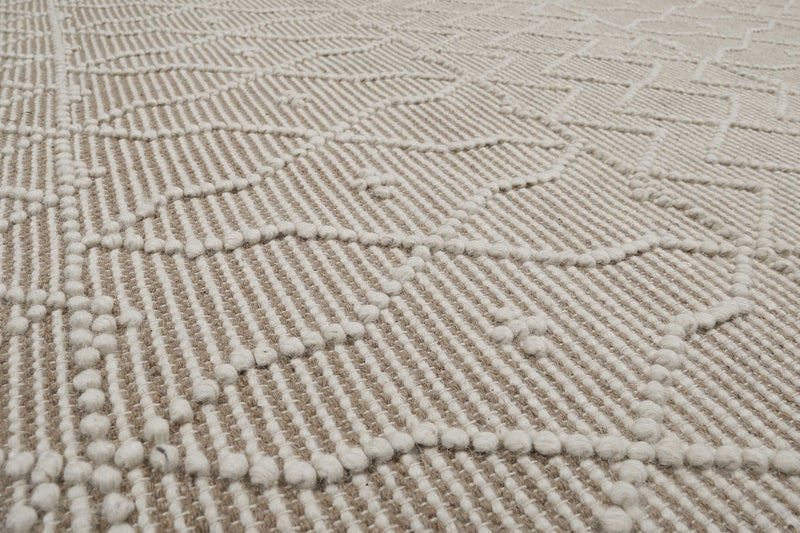 Esprit Teppich handgewebt Weiß Beige aus Wolle » Ana «