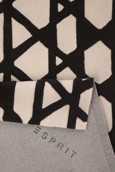Esprit Kurzflor Teppich aus Wolle » Artisan Pop « schwarz beige