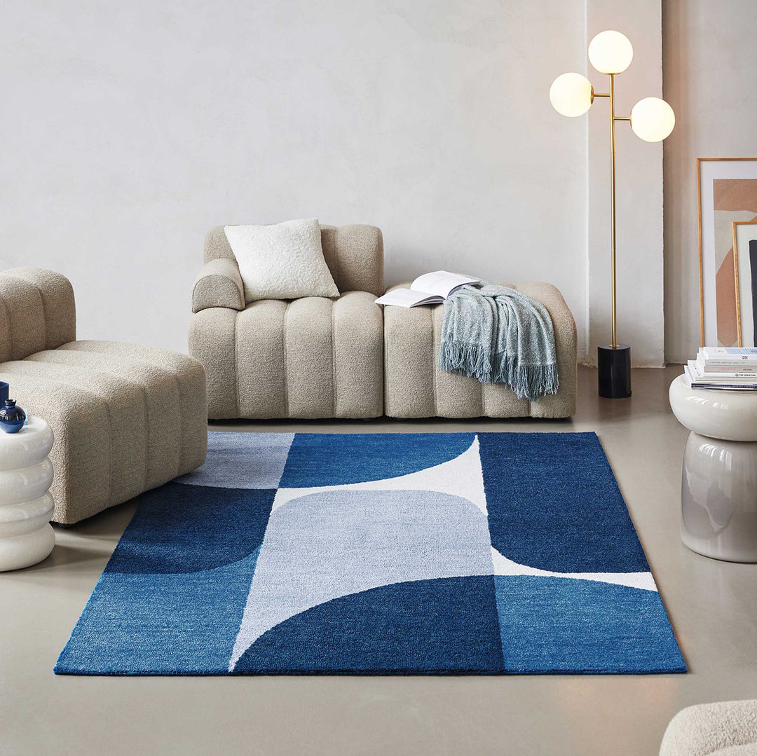 Backup Teppich dunkelblau Kurzflor rechteckig