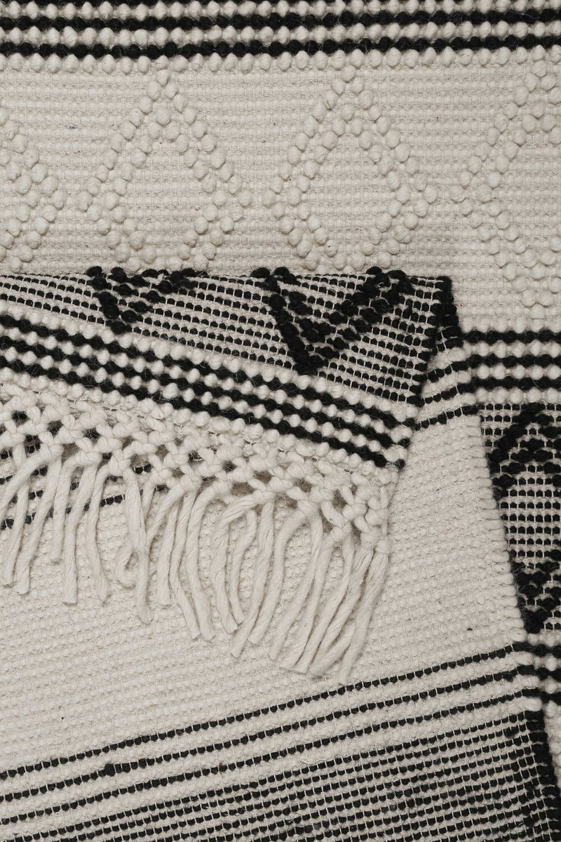 Esprit Teppich handgewebt Weiß Schwarz aus Wolle » Cara «