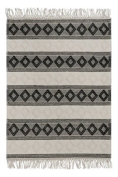 Esprit Teppich handgewebt Weiß Schwarz aus Wolle » Cara «