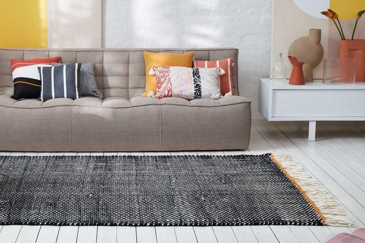 Casa Teppich schwarz Kurzflor rechteckig