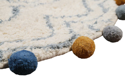 Esprit Handwebteppich Rund Beige Blau aus Baumwolle » Circus «