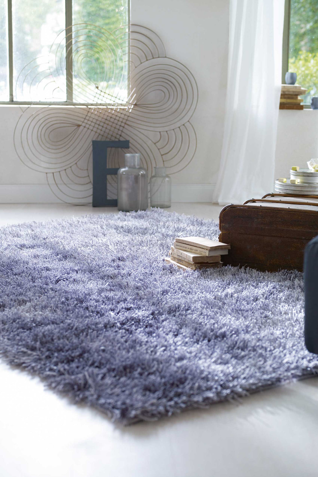 Cool Glamour Teppich silber Hochflor rechteckig