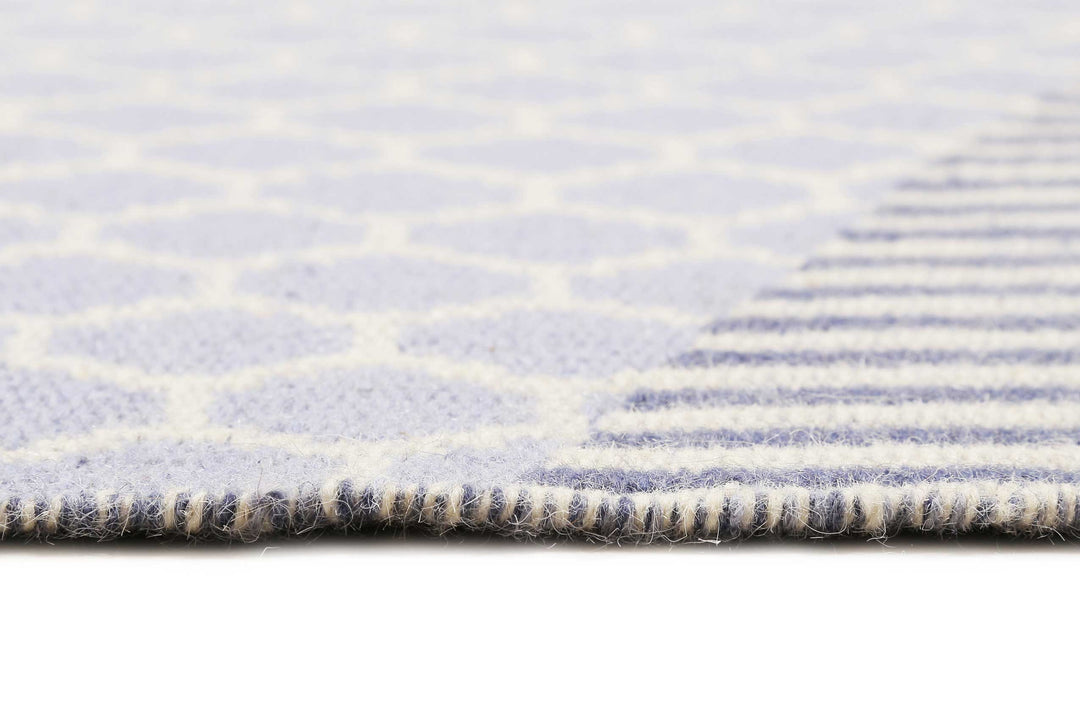 East Atlanta Kelim Teppich blau Kurzflor rechteckig