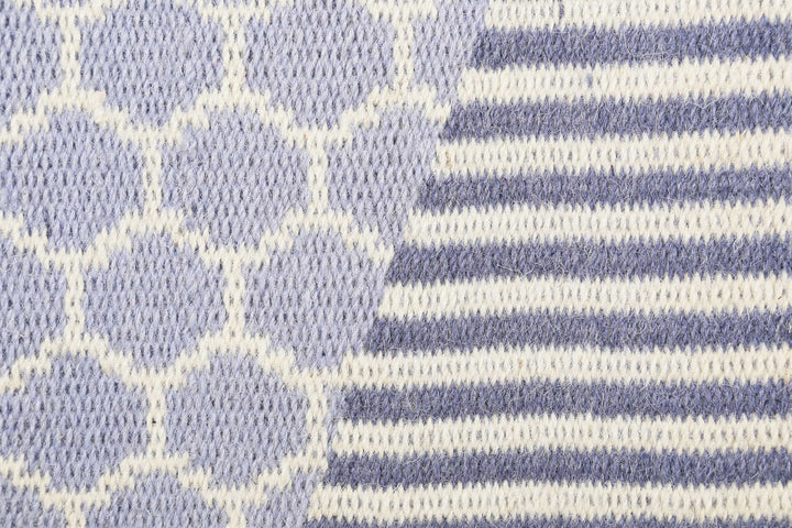 East Atlanta Kelim Teppich blau Kurzflor rechteckig