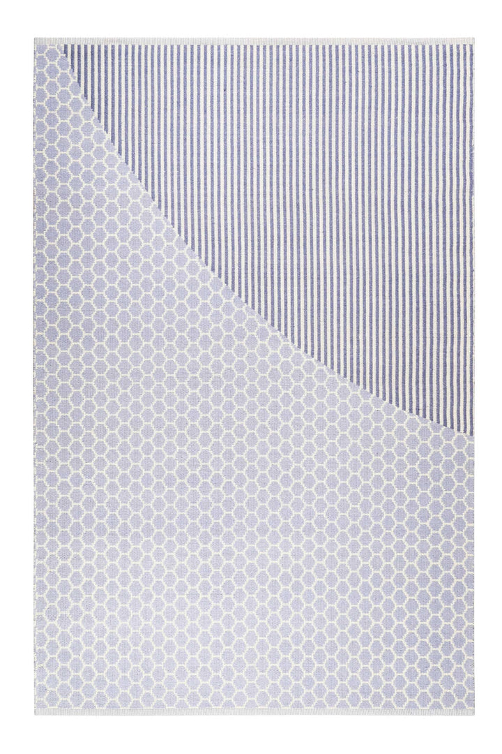 East Atlanta Kelim Teppich blau Kurzflor rechteckig