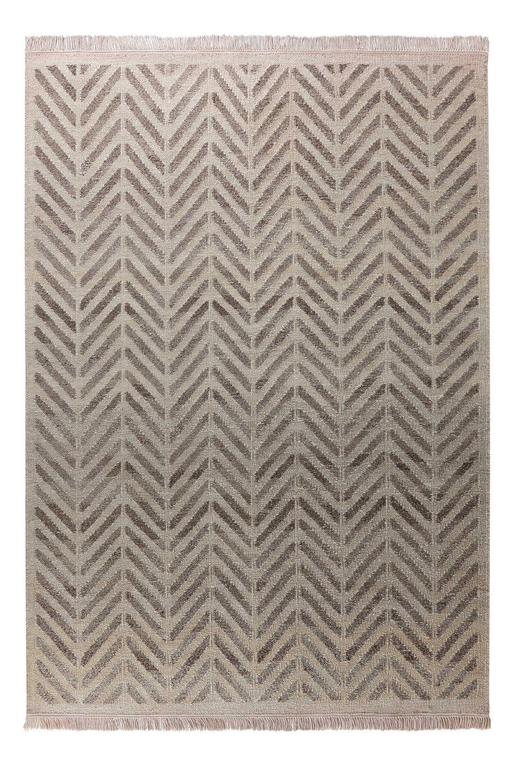 Ethno Teppich taupe Kurzflor rechteckig