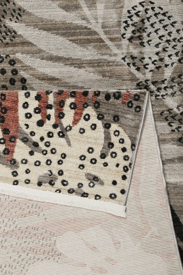 Florence Teppich grau beige rot Kurzflor rechteckig