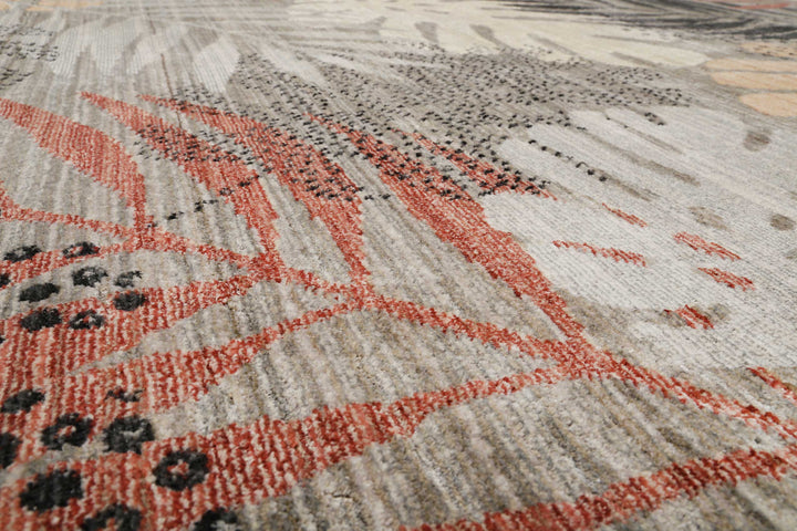 Florence Teppich grau beige rot Kurzflor rechteckig