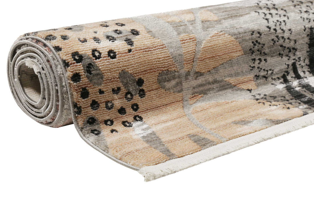 Florence Teppich grau beige rot Kurzflor rechteckig