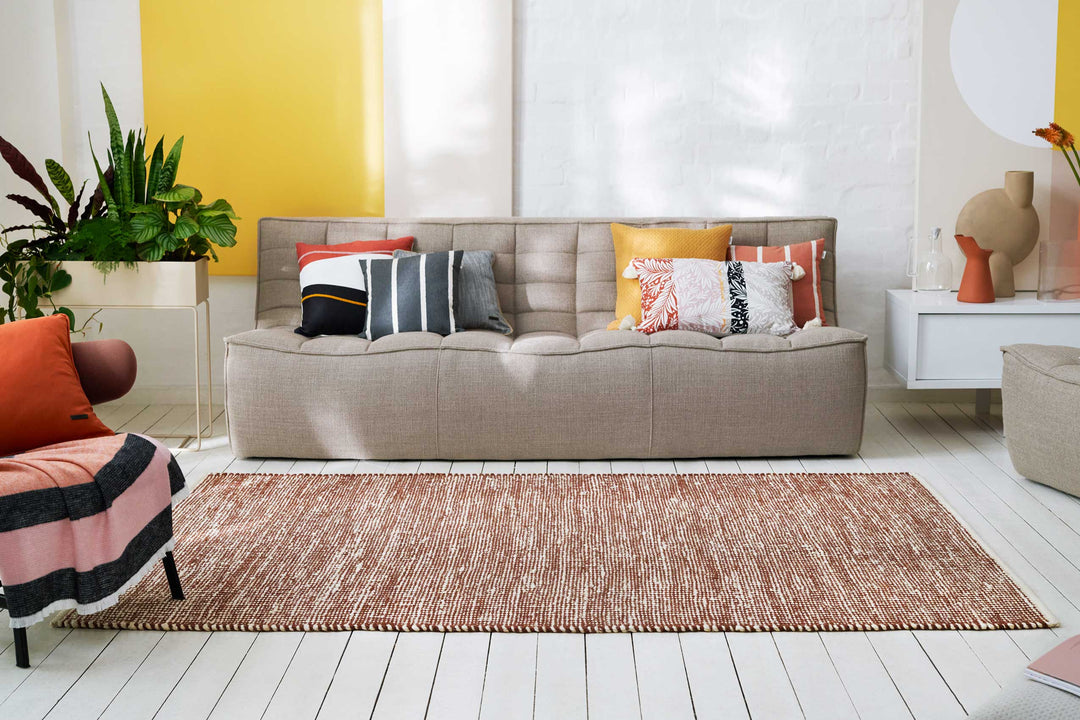Gobi Teppich rotbraun beige Kurzflor rechteckig