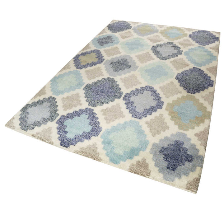 Nilas Haute Kelim Teppich blau Kurzflor rechteckig