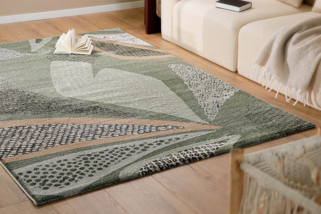 Esprit Teppich Grün Grau Kurzflor "Hazel"