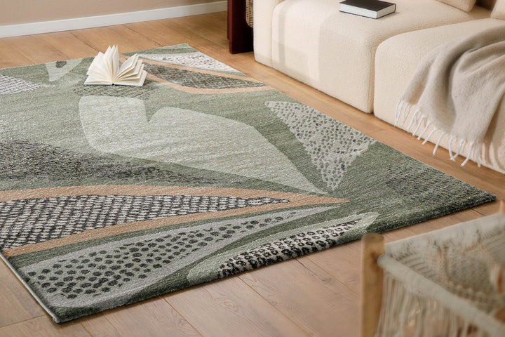 Esprit Teppich Grün Grau Kurzflor "Hazel"