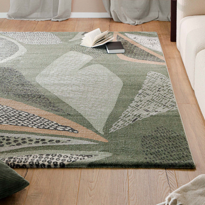 Esprit Teppich Grün Grau Kurzflor "Hazel"